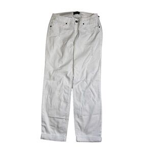 G by Giuliani White Denim Jeans Size 4 Slight Distressing on Legs Cuffed Pockets